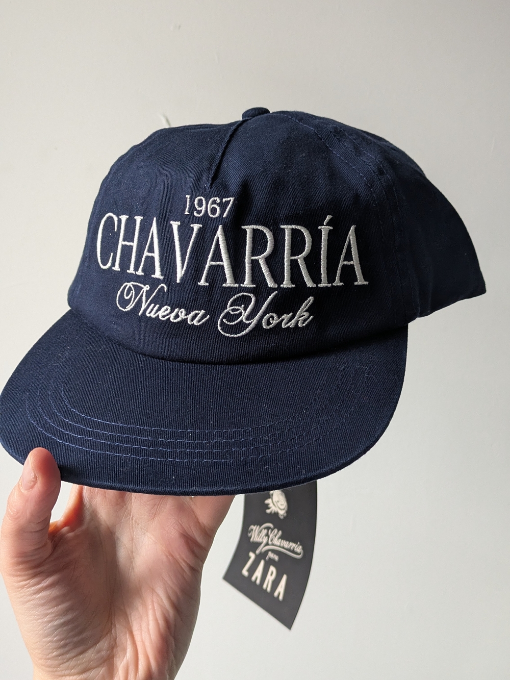 NWT WILLY CHAVARRIA  Zara Navy and White Baseball Cap with Embroidered Labels - Picture 7 of 12